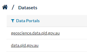 Image displaying the options to filter between GSQ and data.qld.gov.au data